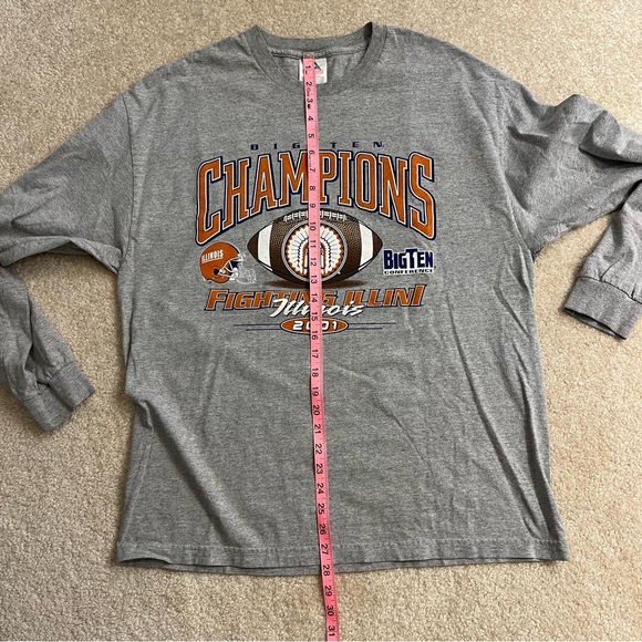 VINTAGE Fighting Illini Shirt Mens Extra Large Gray Big 10 NCAA Football Chief - Picture 7 of 10